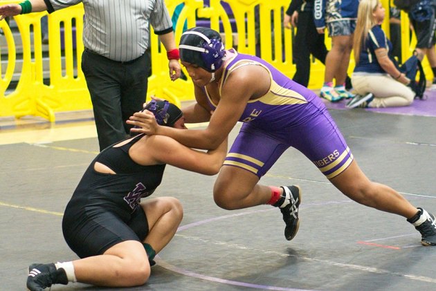 Lemoore's Eunique, picture here earned a trip to the California State Wrestling Championships in Visalia Feb. 24-25. She will joining fellow wrestlinger Angelia Sanchez.